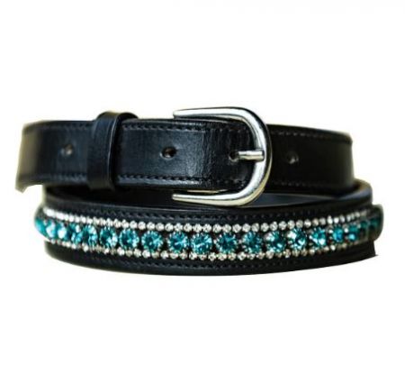 CINTURA IN CUOIO CON FILETTI E STRASS EQUESTRO