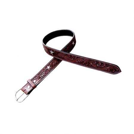 PALERMO FAUX LEATHER EMBROIDERED BELT DESERT SKY